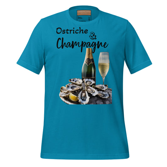 T-Shirt con stampa "Ostriche e Champagne"